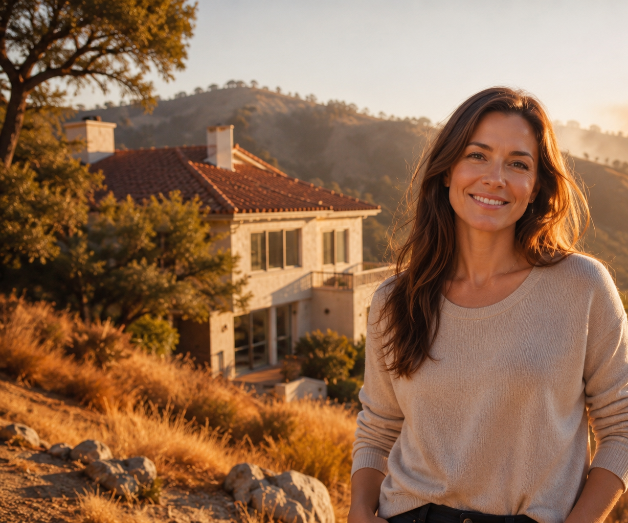 Sierra, California insurance guide, standing in front of a hillside home
